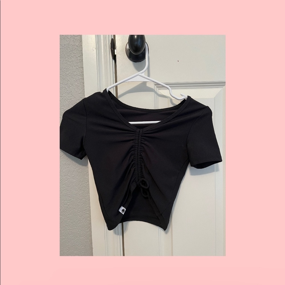black youth large 5 dancewear top with scrunch in middle